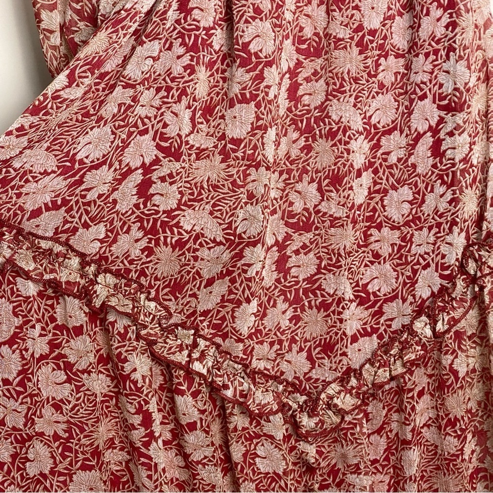 Saints + Secrets High Neck Chiffon Ruffle Dress.Tie Waist Size M - Picture 13 of 16